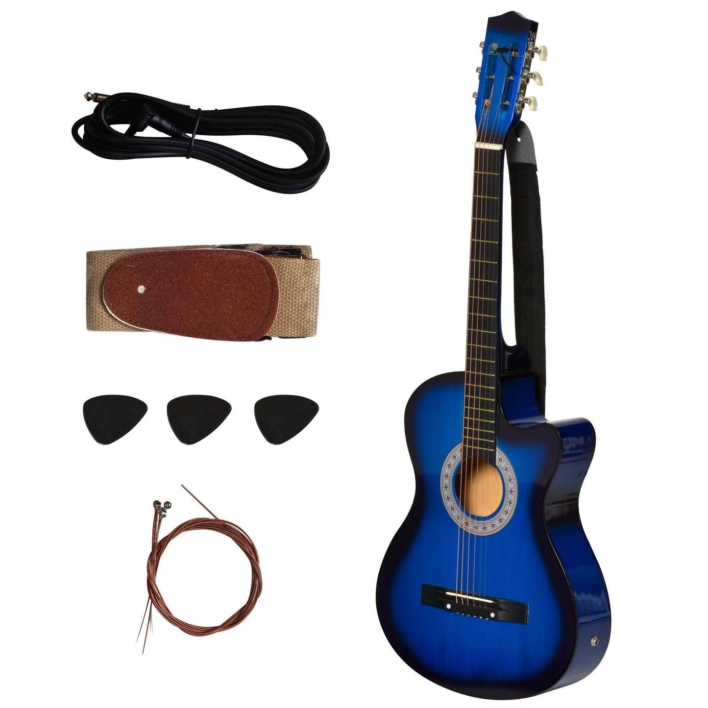 38" Beginners Basswood Acoustic Guitar Blue