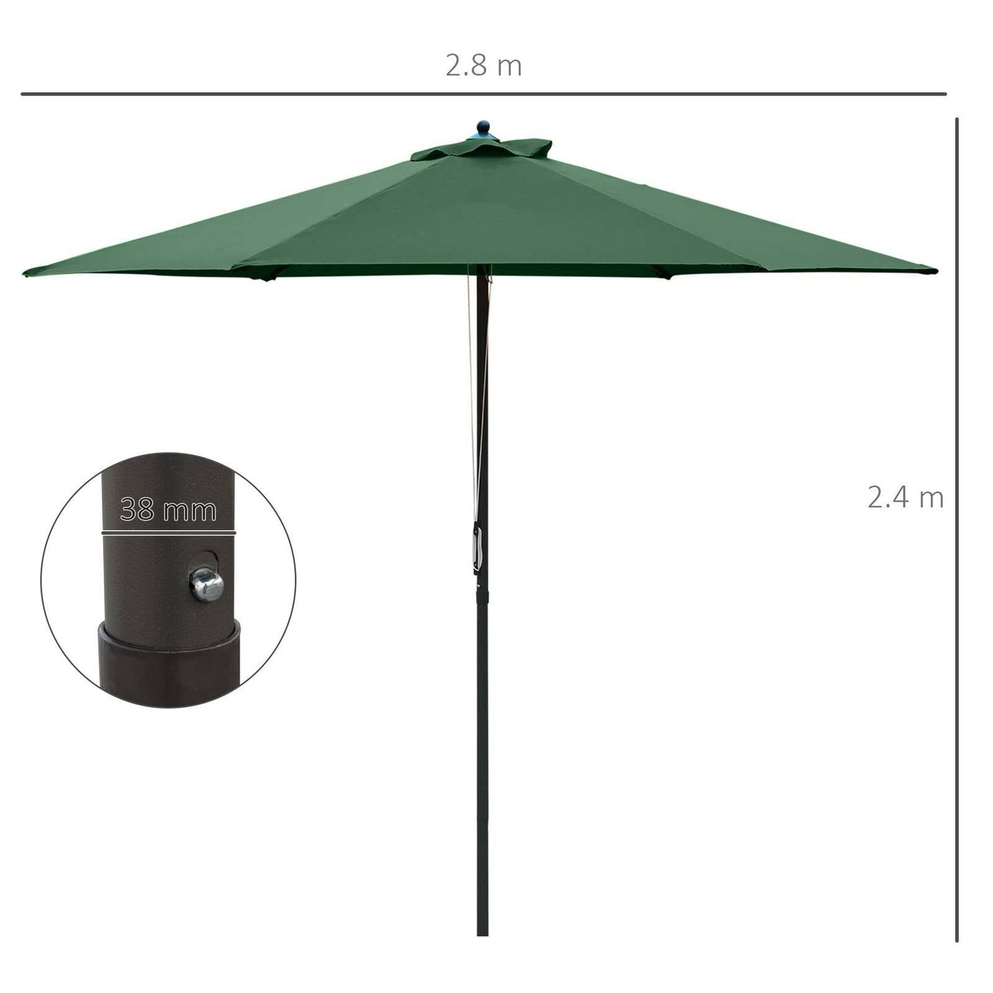 2.8m Garden Parasol Umbrella
