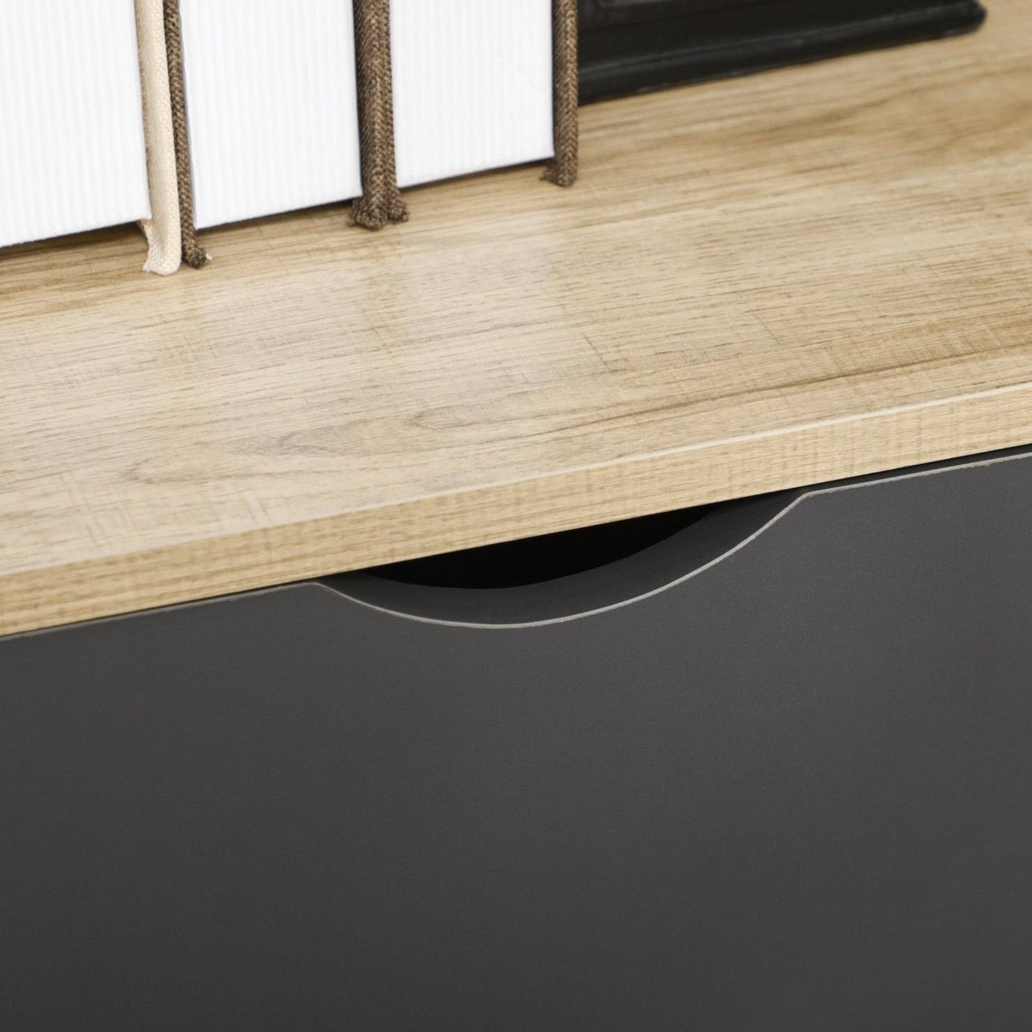 Modern Bookcase with Bottom Cabinet and 6 Open Shelves