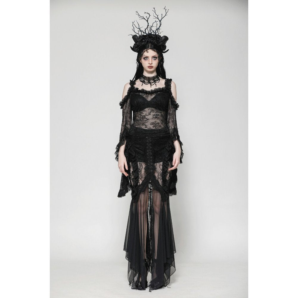 Dark in Love Delaney Gothic Romantic Lace Flare Sleeve Top