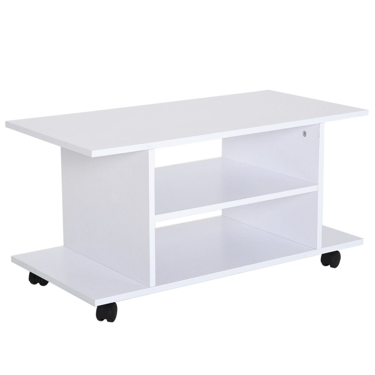 Modern TV Cabinet Stand Storage Shelves Table Mobile Bedroom Furniture Bookshelf Bookcase White New