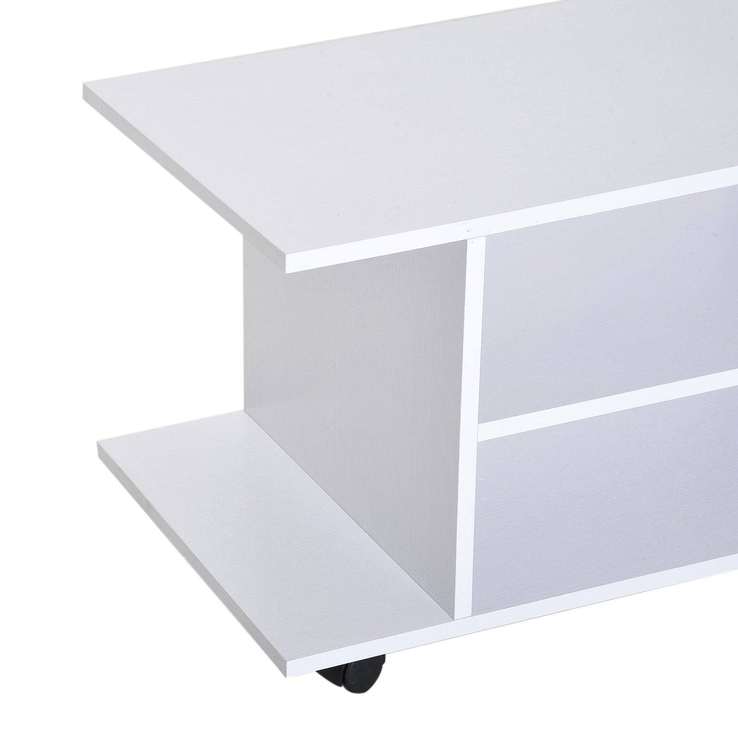 Modern TV Cabinet Stand Storage Shelves Table Mobile Bedroom Furniture Bookshelf Bookcase White New