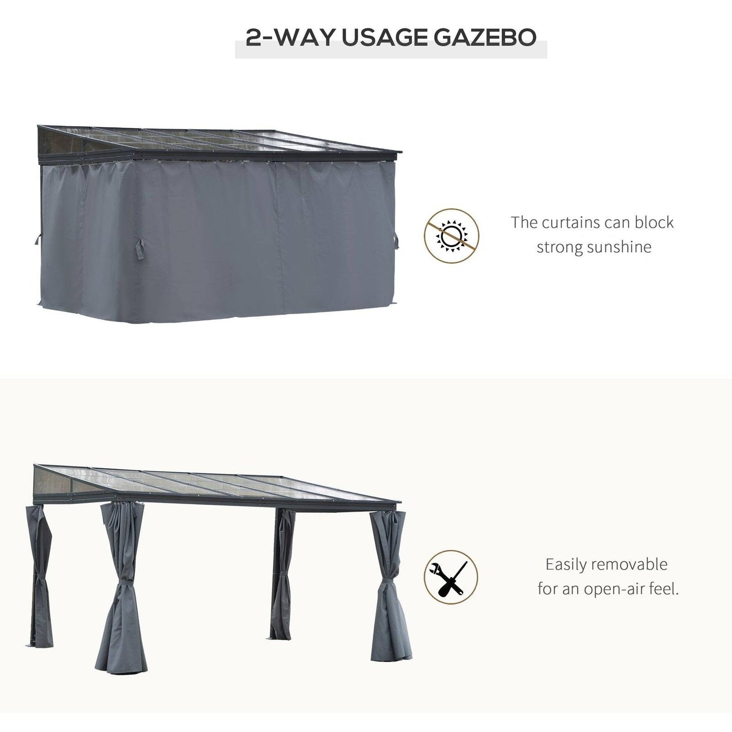 4 x 3M Outdoor Hardtop Gazebo with Curtains