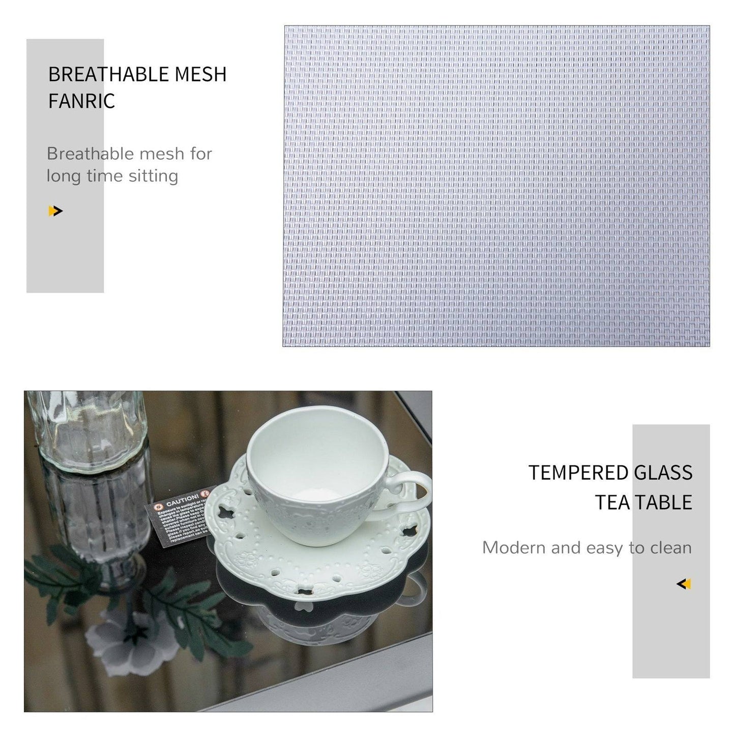 3-Pieces Lounge Chair Set Metal Frame Garden Outdoor Recliner Sunbathing Chair with Table