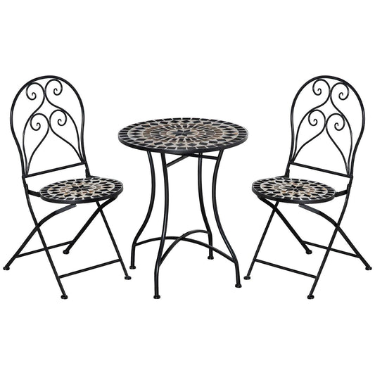 3-Piece Garden Bistro Set with Coffee Table and 2 Folding Chairs