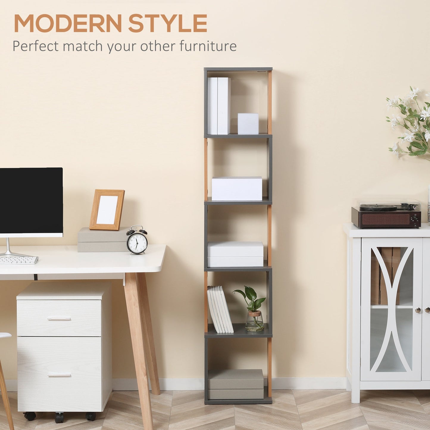 Modern 5-Tier Bookshelf