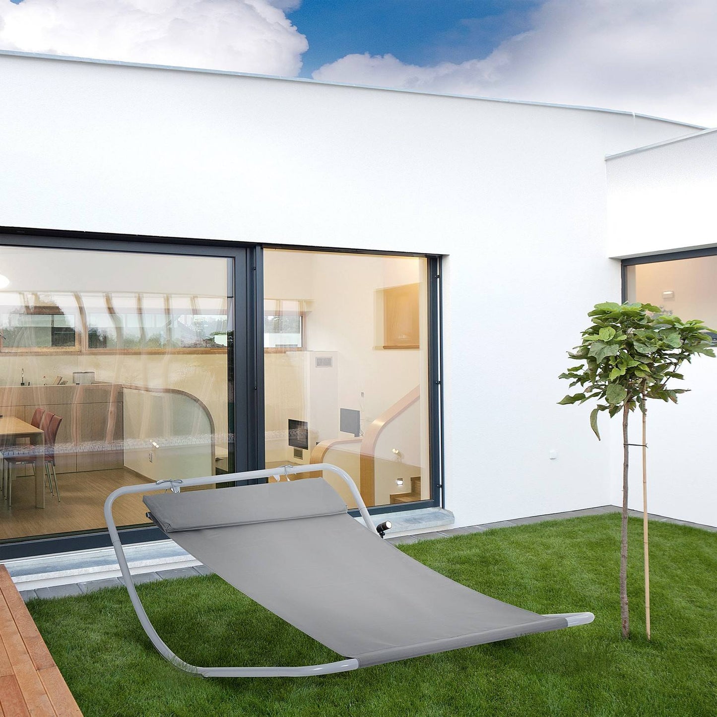 Rocking Swing Relaxing Day Bed Outdoor Single Sun Lounger Hammock - Grey