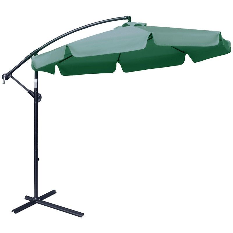 2.7M Garden Banana Parasol Cantilever Umbrella With Crank Handle And Cross Base For Outdoor