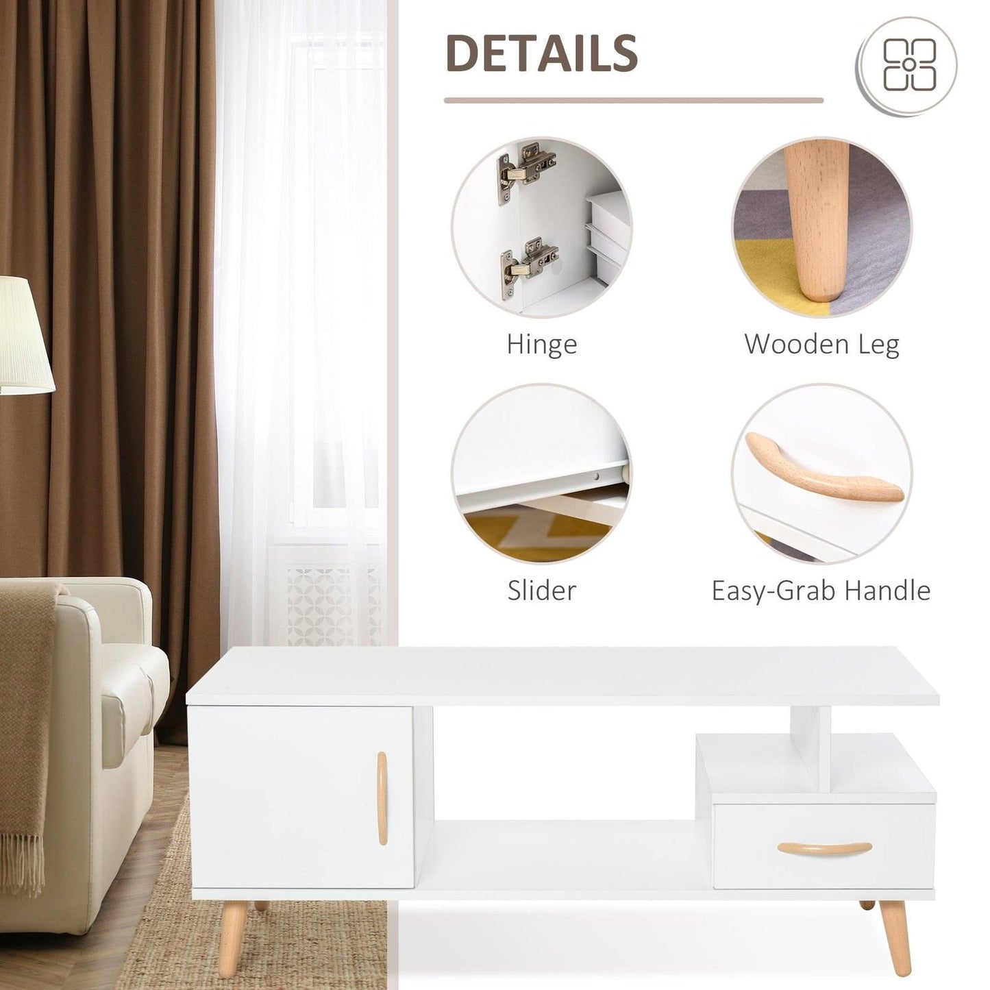 Modern Minimalism Coffee Table with Storage