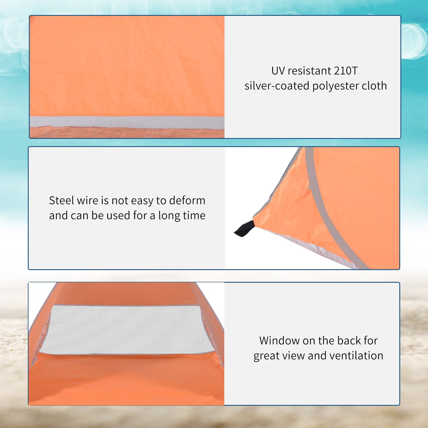 2 Person Pop Up Uv Shelter Shade-Orange