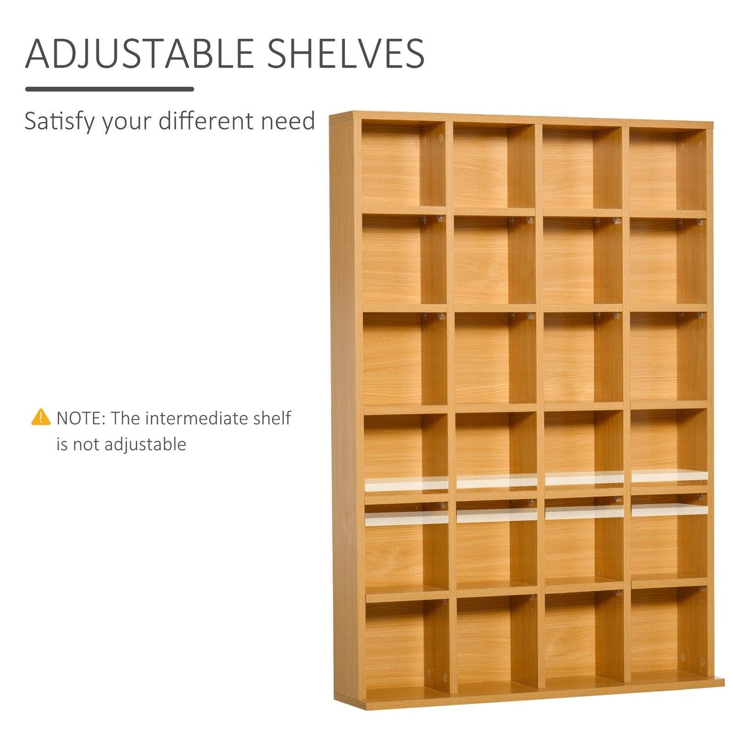 26-Section Multimedia Shelving Unit With Adjustable Shelves - Brown