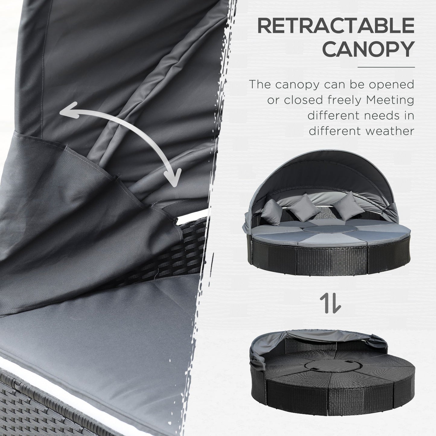 4-Pieces PE Rattan Garden Daybed Set