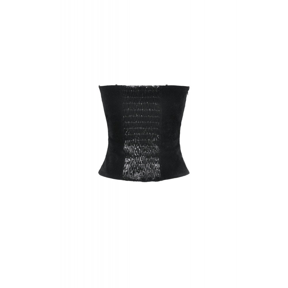 Dark In Love Womenswear Bathsheba Black and Burgundy Corset Top with Lace up Front