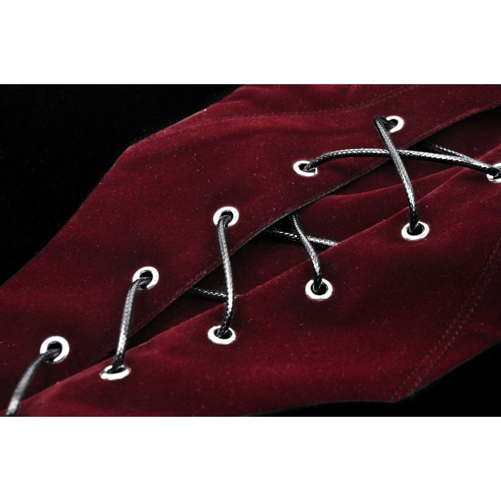 Dark In Love Womenswear Bathsheba Black and Burgundy Corset Top with Lace up Front