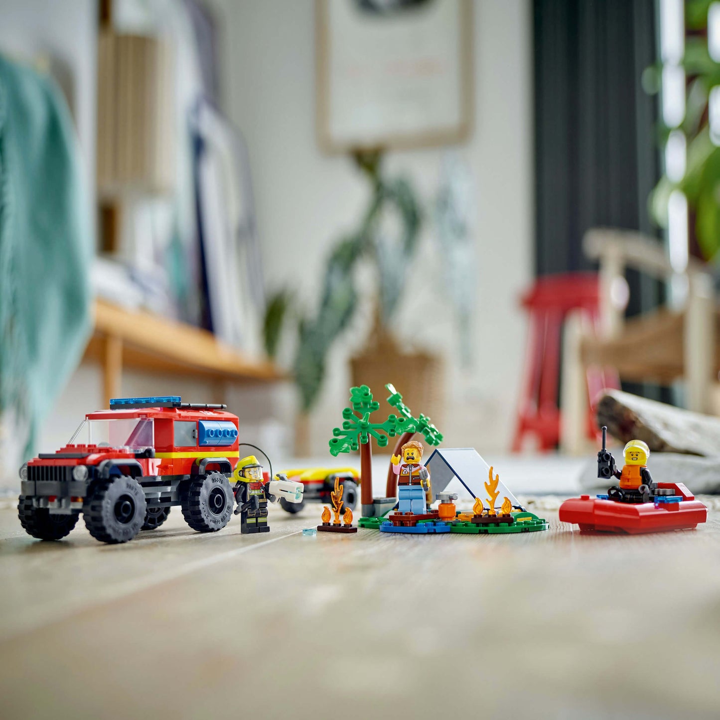 Lego City 60412 4x4 Fire Truck with Rescue Boat Set for Ages 5 and Up
