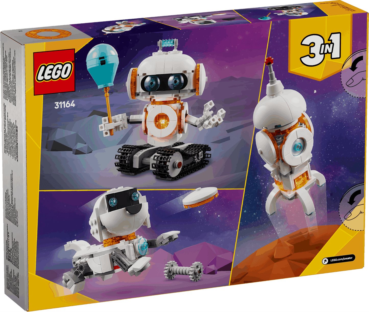 Lego Creator 3 in 1 31164 Space Robot Rebuildable Toy for Ages 8 & Up