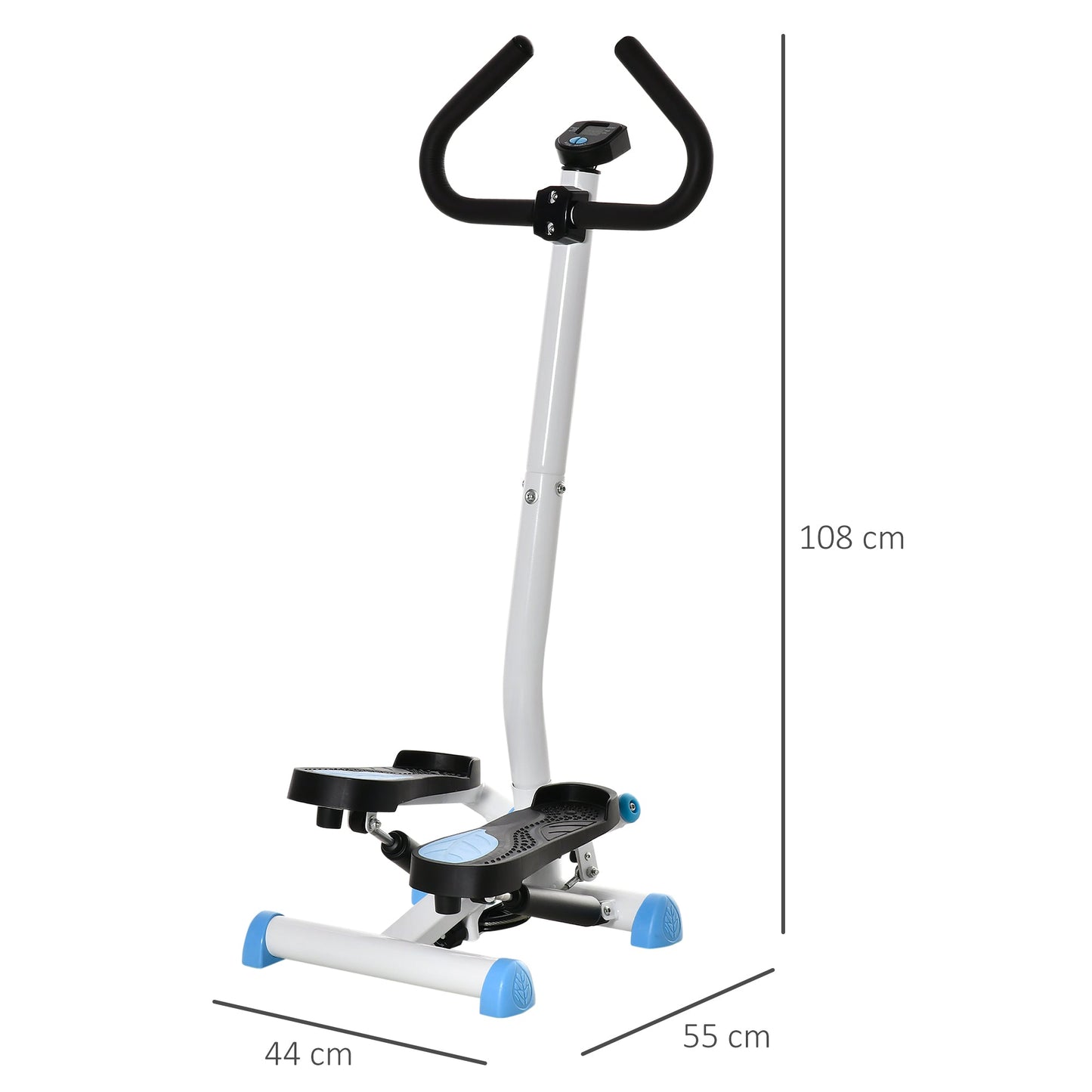 Adjustable Stepper Aerobic Ab Exercise Fitness Workout Machine with LCD Screen & Handlebars