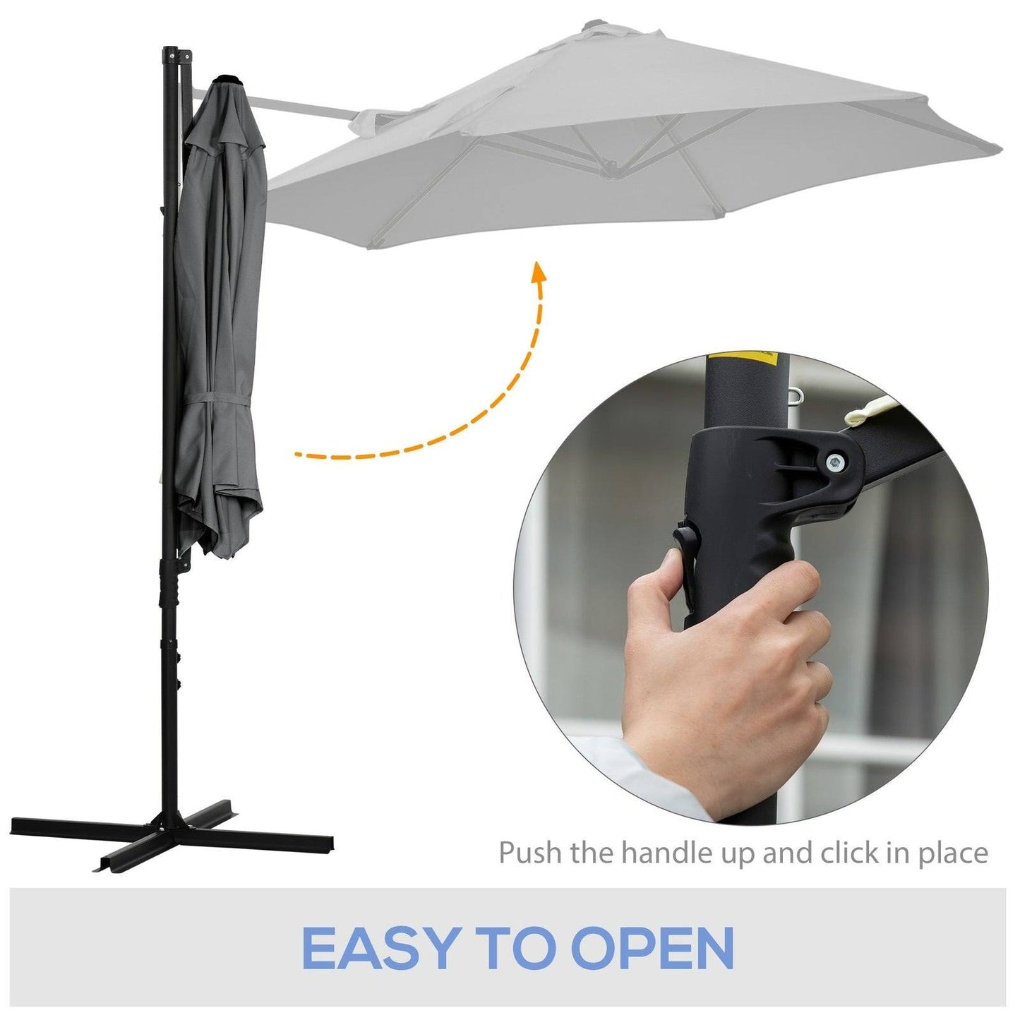 2.5M Garden Cantilever Parasol with 360° Rotation