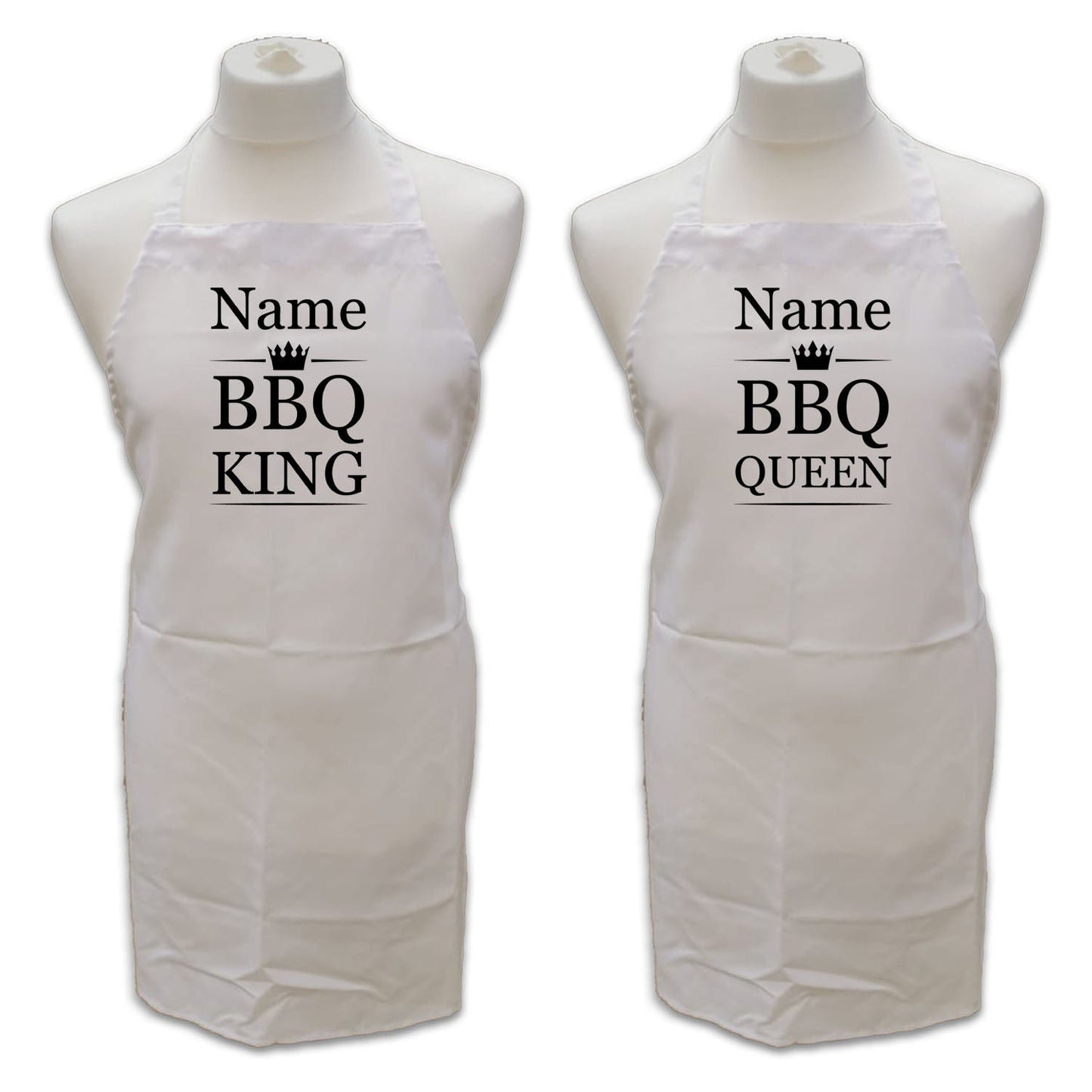 Personalised White Adult Apron, Name - BBQ King or Queen