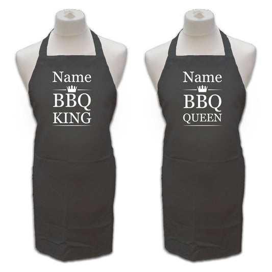 Personalised Black Apron with Name - BBQ King/Queen