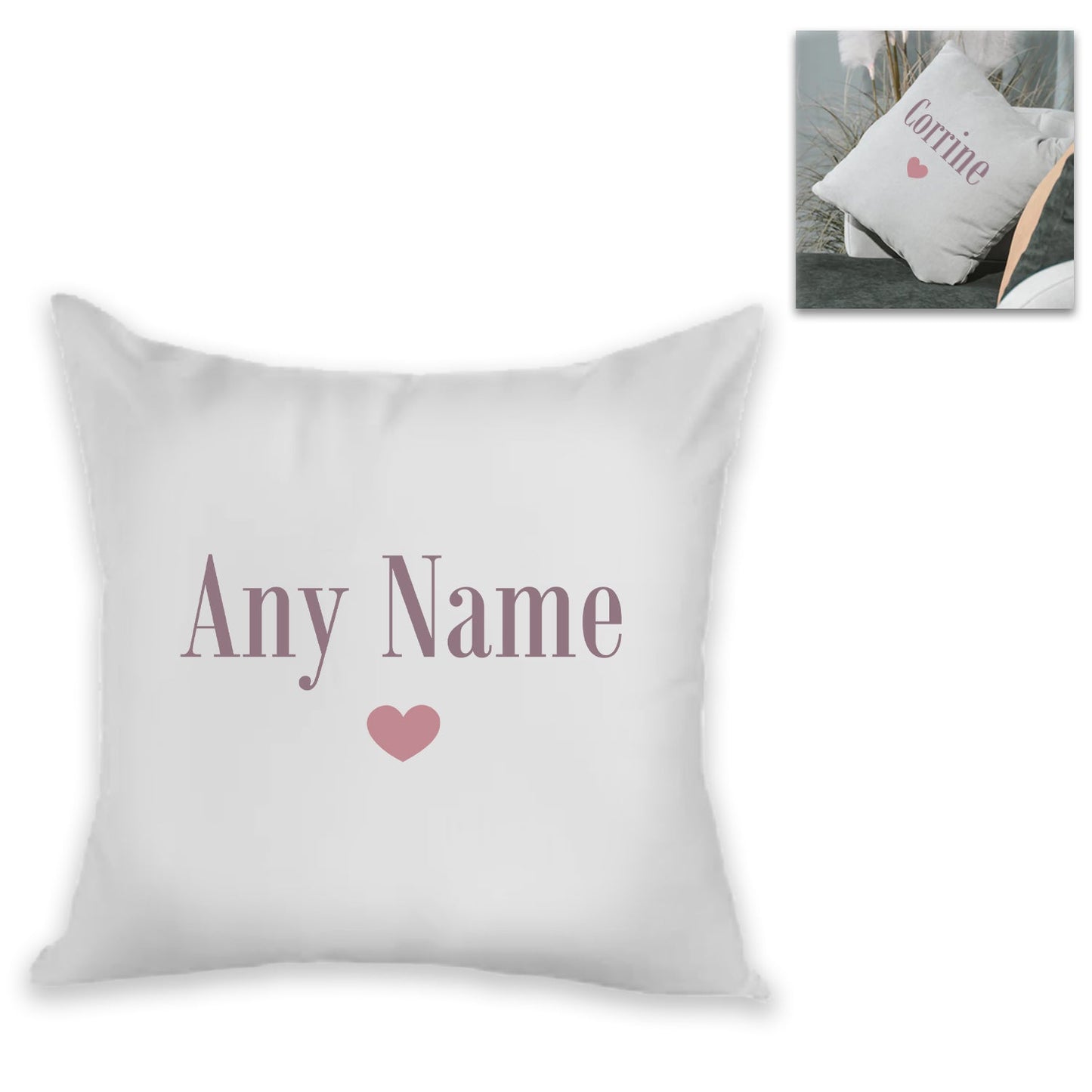 Personalised Cushion - Name with Heart Design