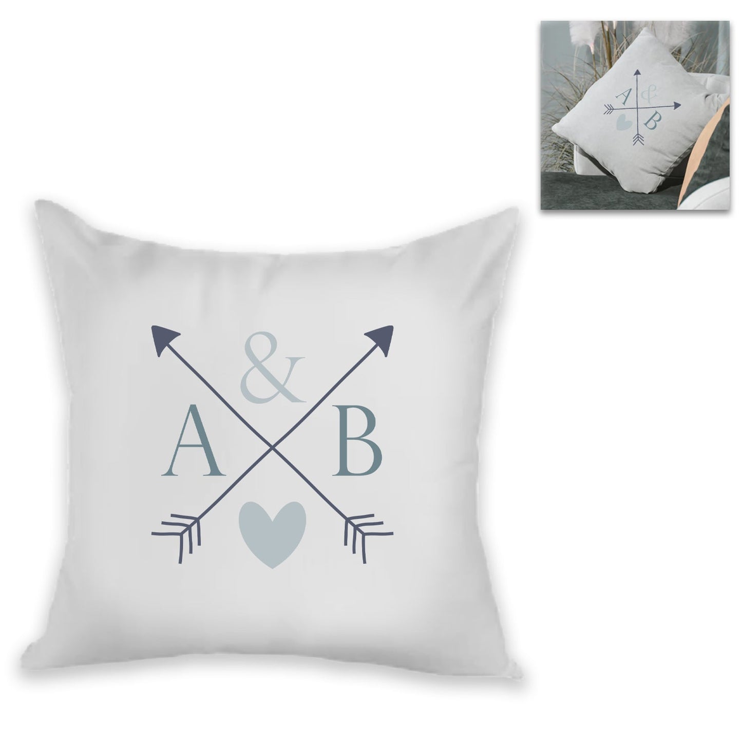 Personalised Cushion - Couple's Initials Design