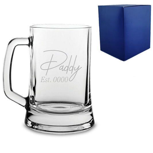 Engraved Beer Mug with Daddy Est. Date design