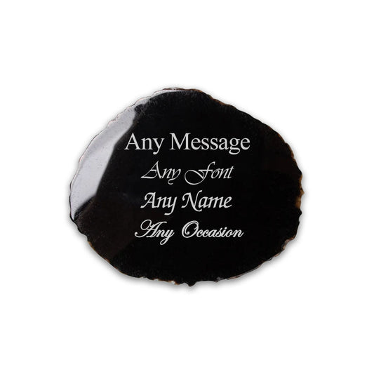 Engraved Black Agate Rock Coaster