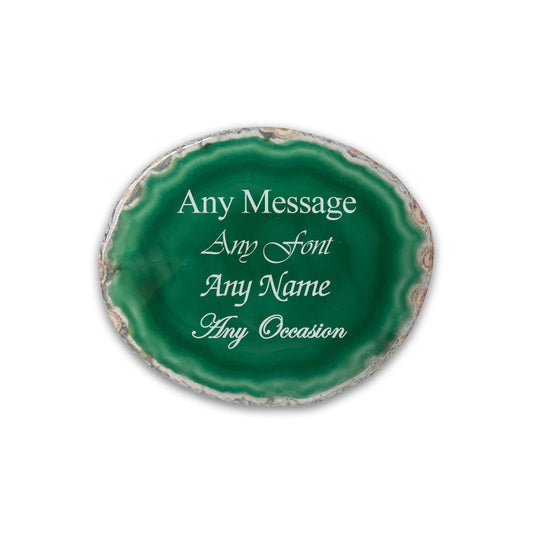 Engraved Dark Green Agate Rock Coaster