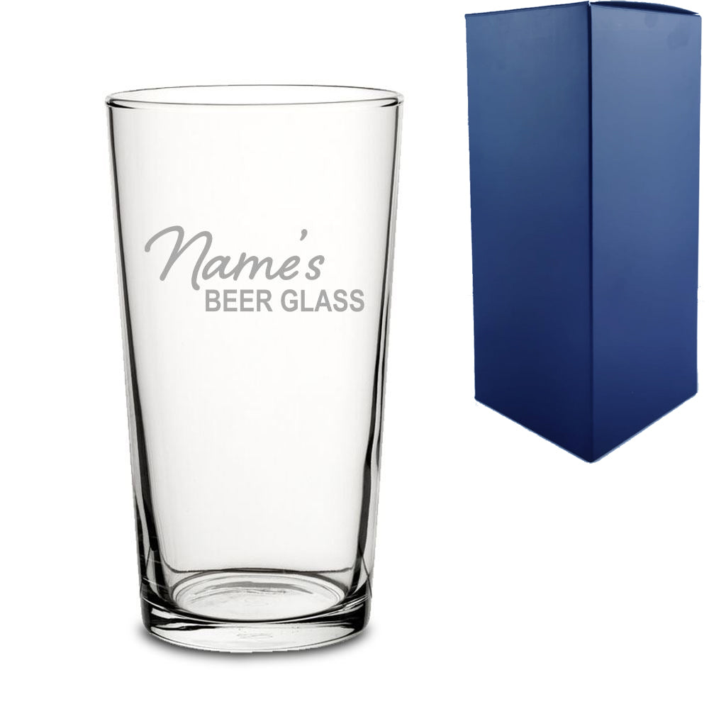 Engraved Perfect Pint Glass with Name's Beer Glass Design