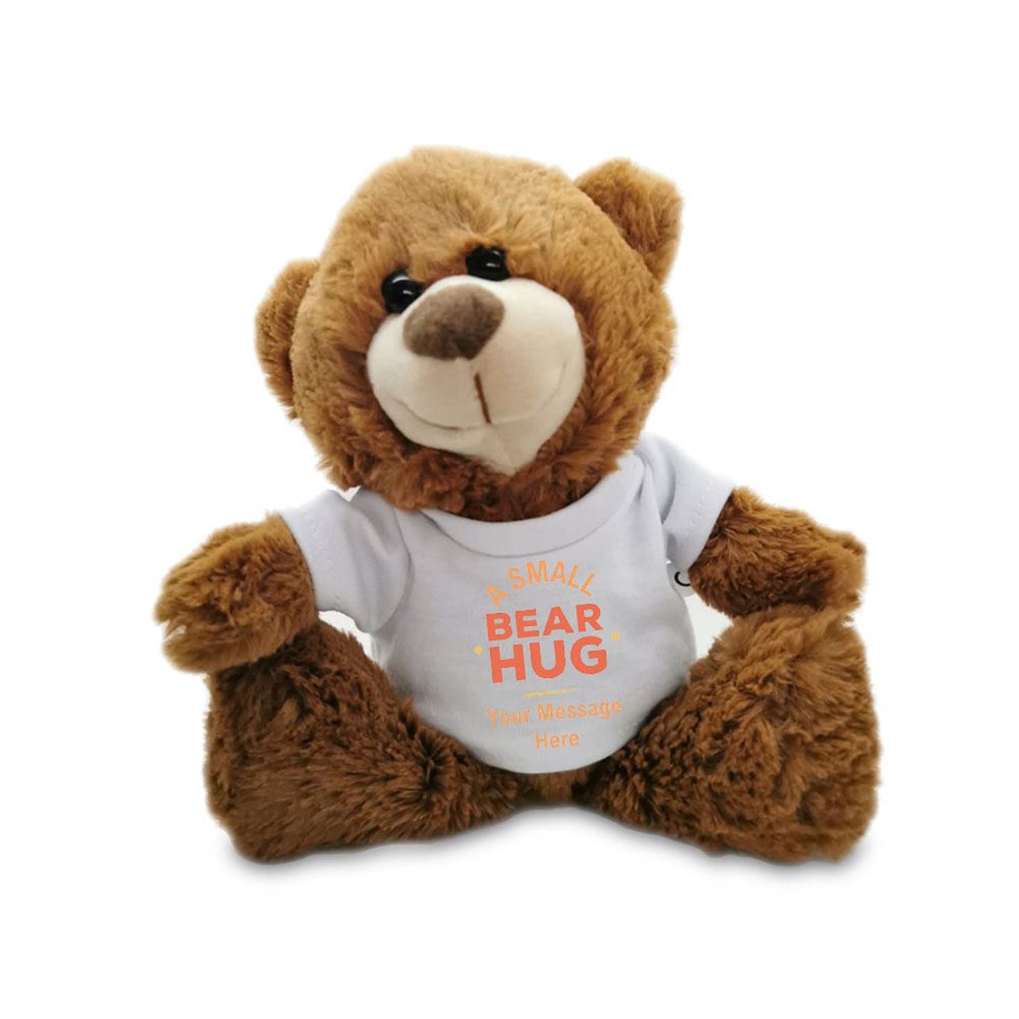 Soft Dark Brown Teddy Bear Toy with T-shirt with Small Bear Hug Design