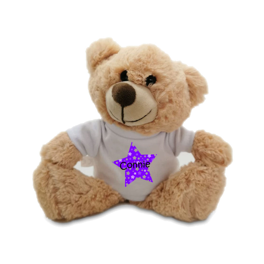 Soft Light Brown Teddy Bear Toy with T-shirt with Name in Star Design