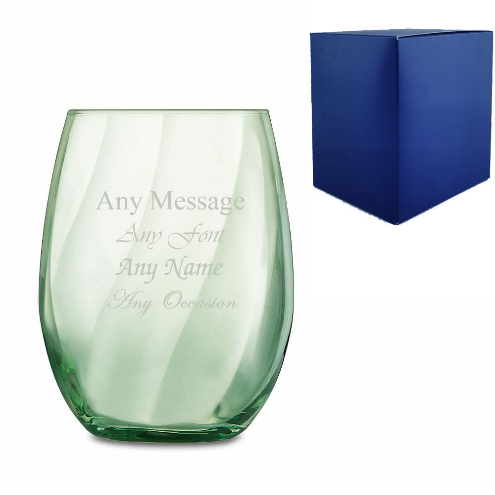Engraved Green Arpege Tumbler Cocktail Glass