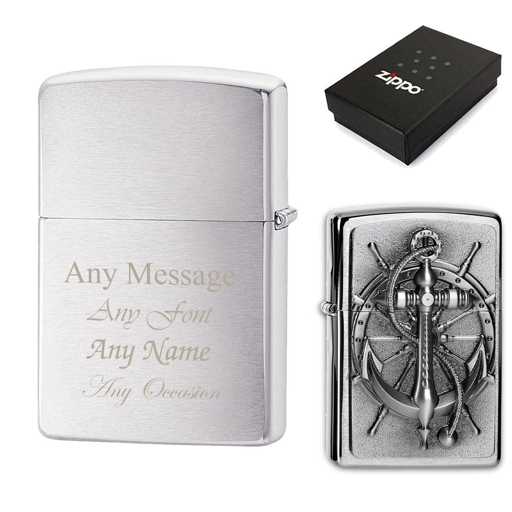 Engraved Anchor Emblem Official Zippo Windproof Lighter
