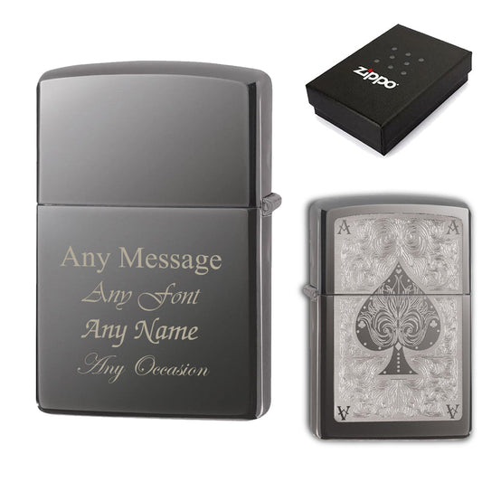 Engraved Filigree Ace of Spades Official Zippo Windproof Lighter