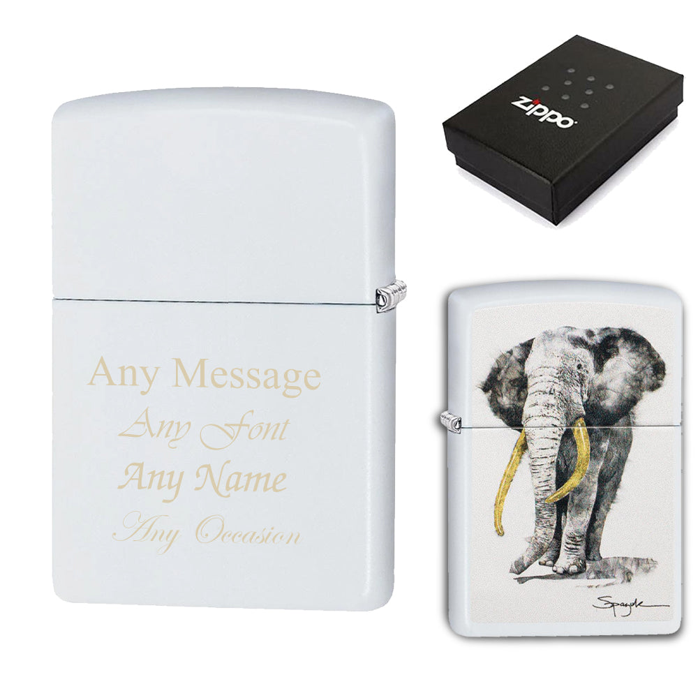 Engraved Elephant Official Zippo Windproof Lighter