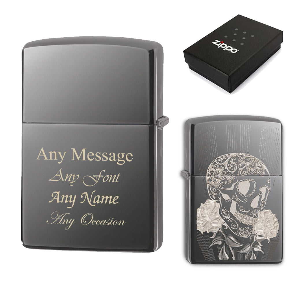 Engraved Fancy Skull Official Zippo Windproof Lighter