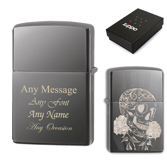 Engraved Fancy Skull Official Zippo Windproof Lighter