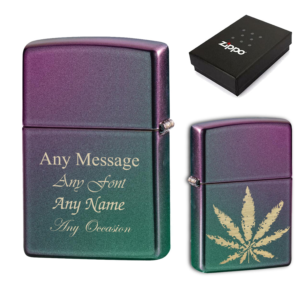 Engraved Iridescent Leaf Official Zippo Windproof Lighter