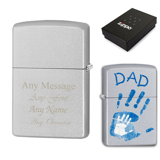 Engraved Dad and Handprints Official Zippo Windproof Lighter