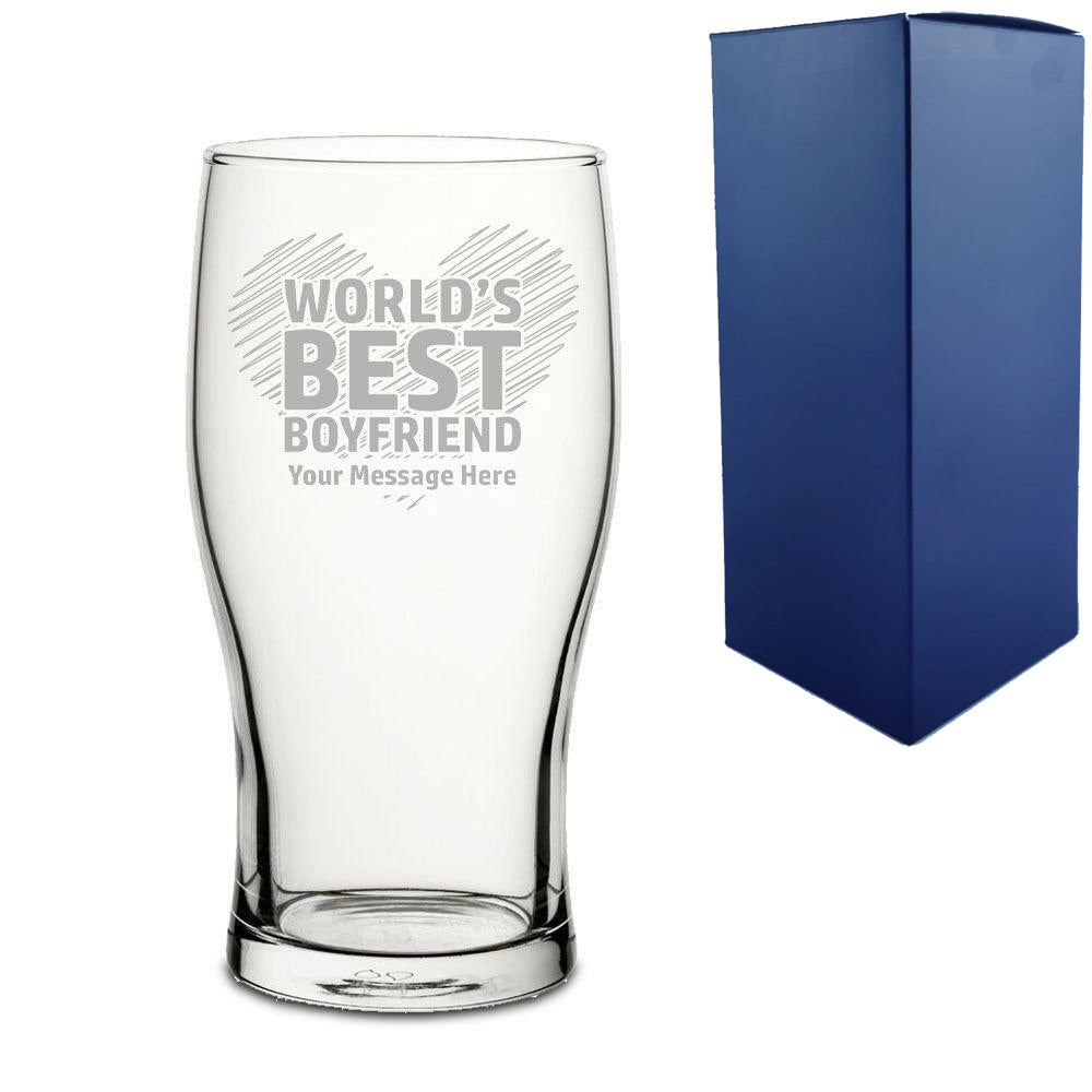 Engraved Pint Glass with World's Best Boyfriend Design