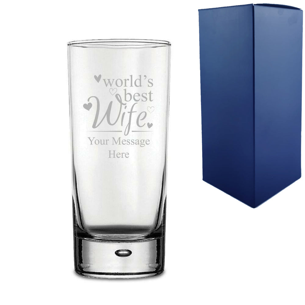 Engraved Cocktail Hiball Glass with World's Best Wife Design