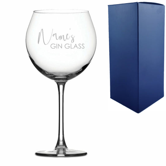 Engraved Prona Gin Balloon with Name's Gin Glass Design