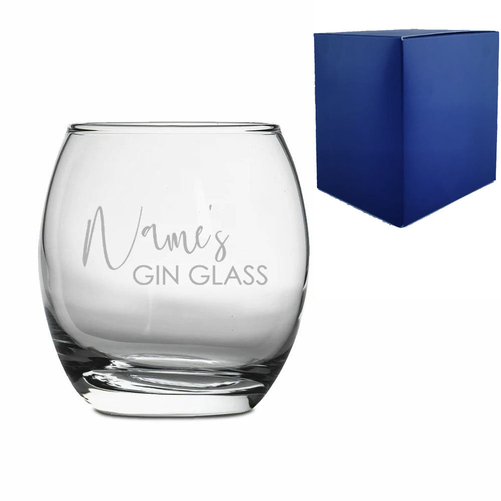 Engraved Tondo Tumbler with Name's Gin Glass Design