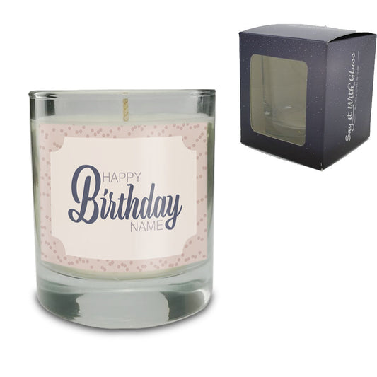 Vanilla Scented Candle with Happy Birthday Label