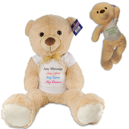 Large Teddy Bear with T-Shirt, Personalise with Any Message