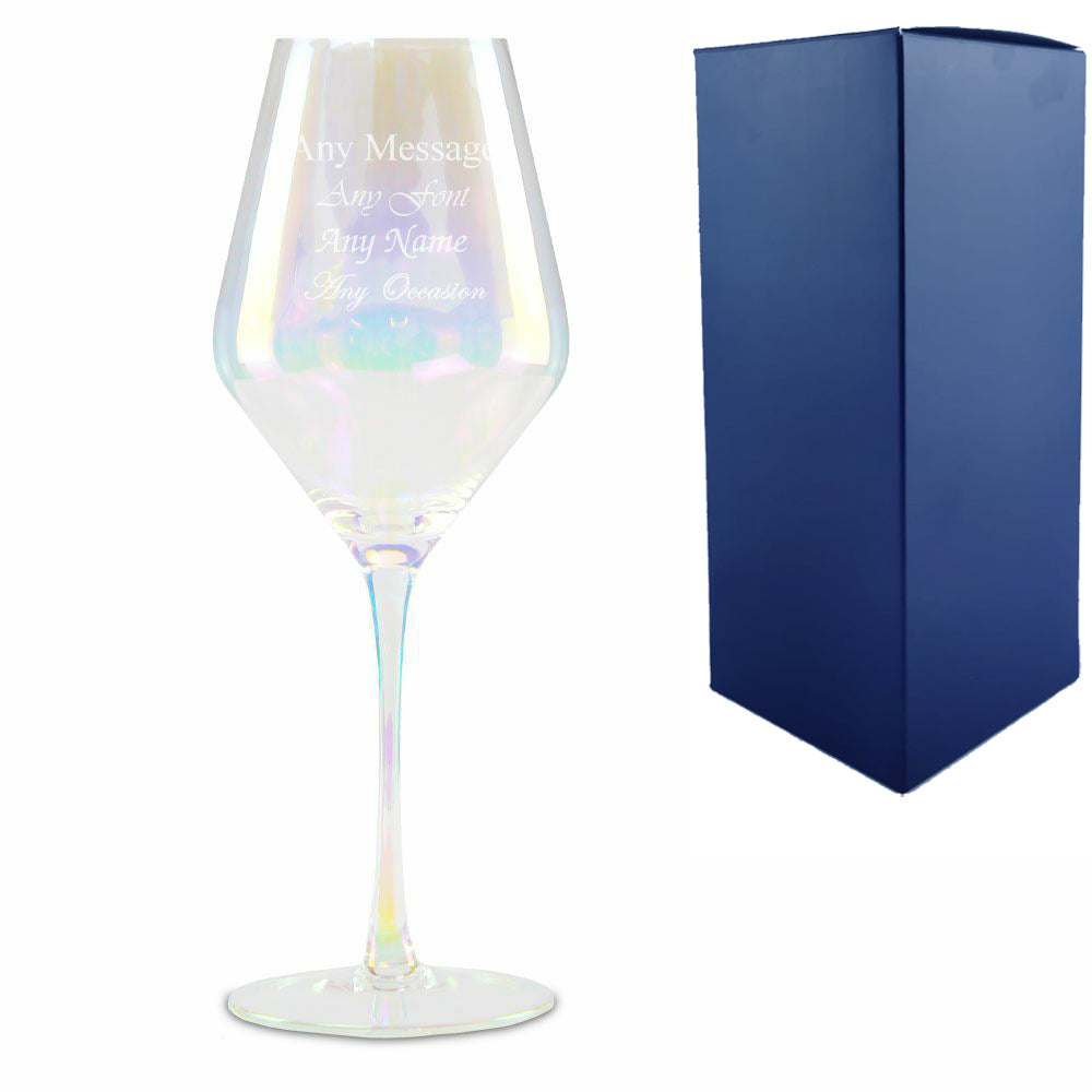 Engraved Iridescent Wine Glass