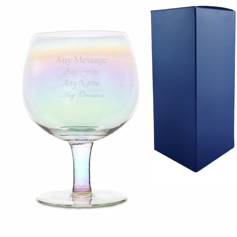 Engraved Iridescent Gin Glass