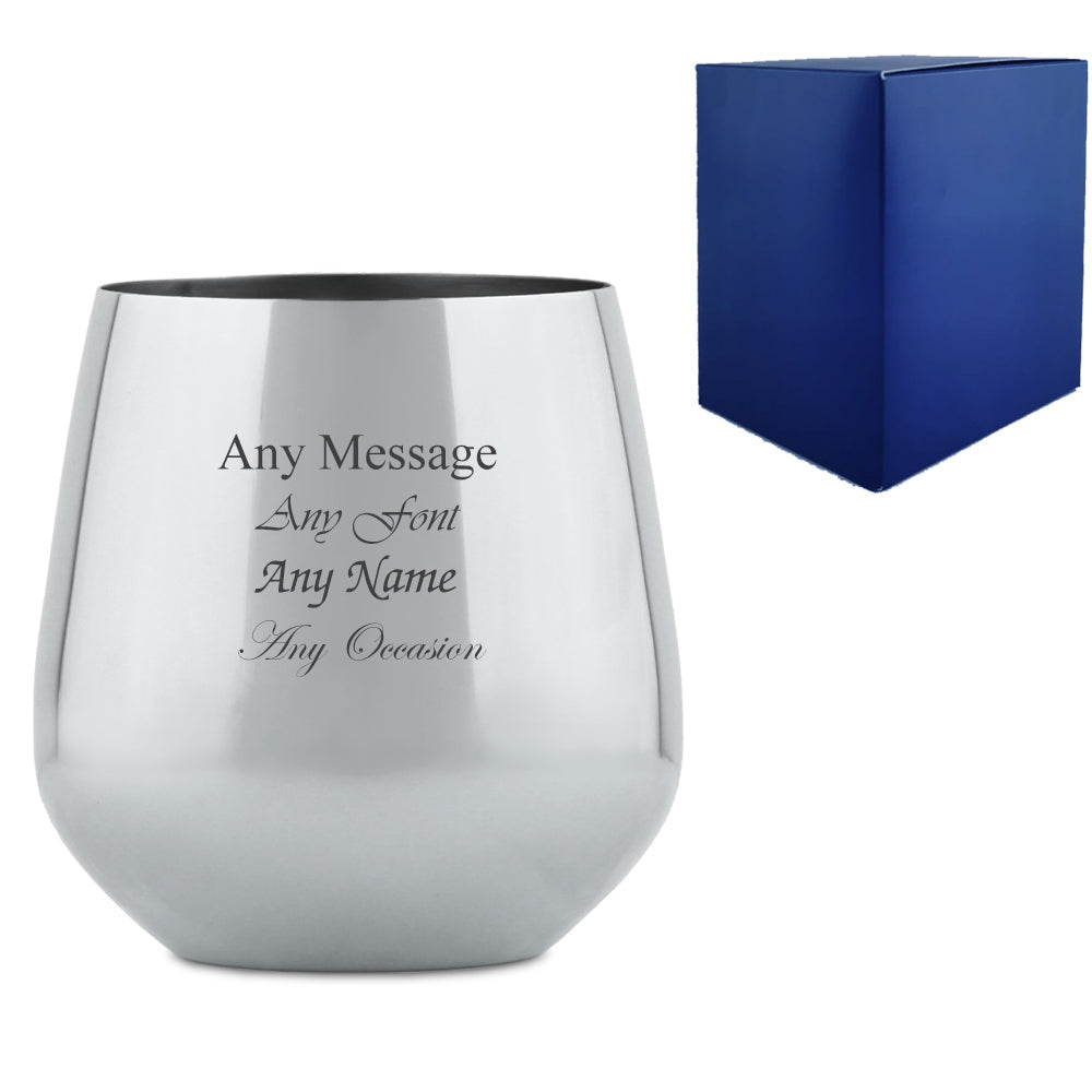 Engraved Metal Silver Wine Tumbler