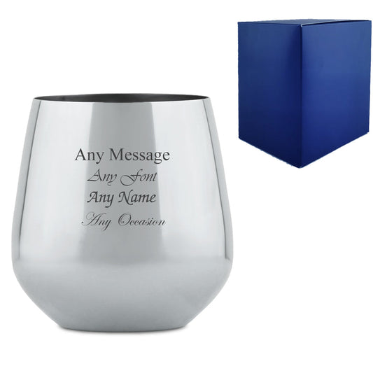 Engraved Metal Silver Wine Tumbler